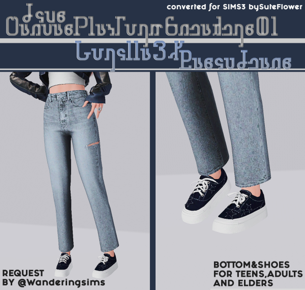 4TO3 Jius CanvasPlatformSneakers01 Gorilla3X BasicJeans by simsfinds - The Sims 3 Custom Content