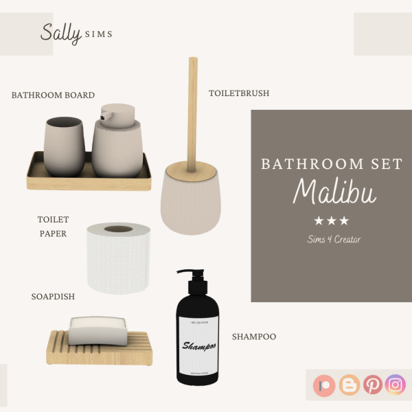 Mix Bathroom Set MALIBU (GIFT) by simsfinds - The Sims 4 Custom Content