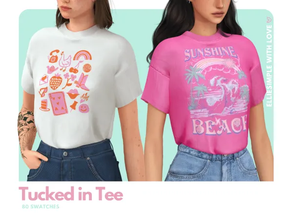 Mix Elliesimple Flowers Collection Tucked in Tee by elliesimple - The Sims 4 Custom Content