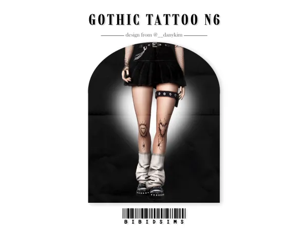 Mix [BIBIDSIMS]Gothic tattoo N6 - The Sims 4 Custom Content