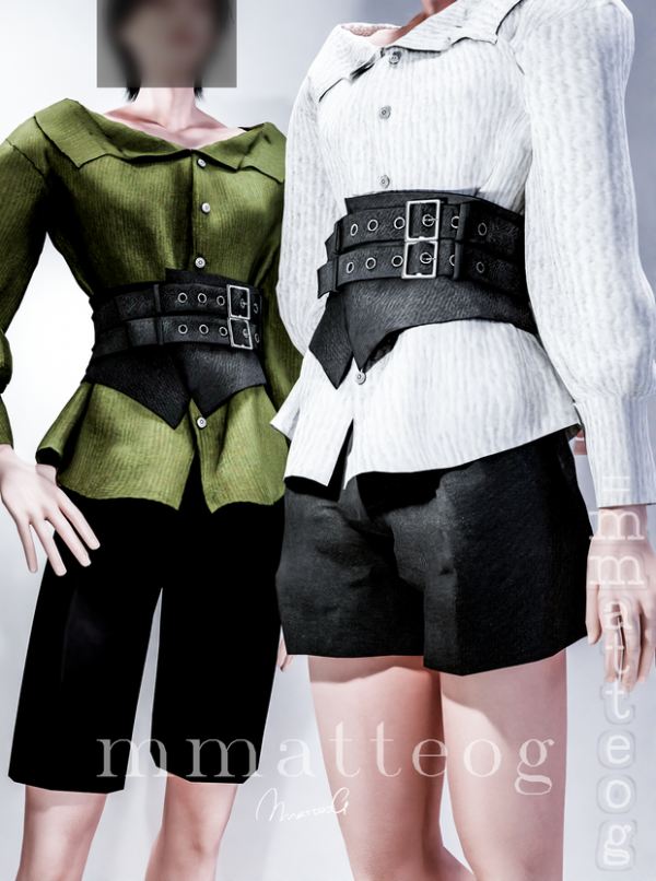 Mix Wide Collar Shirt with corset by simsfinds - The Sims 4 Custom Content