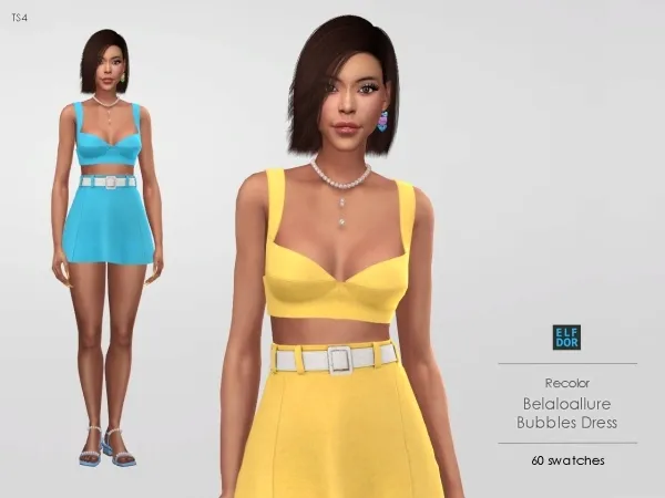Mix Belaloallure Bubbles Dress RC by elfdor - The Sims 4 Custom Content