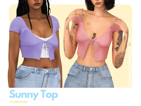 Mix Elliesimple Flowers Collection Sunny Top by elliesimple - The Sims 4 Custom Content