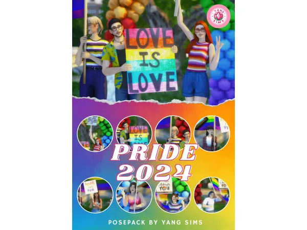 Maxis Match PRIDE 2024 posepack by YANGSIMS - The Sims 4 Custom Content
