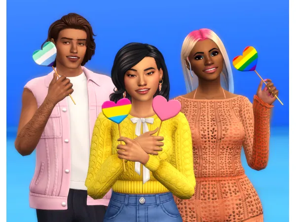 Mix Pride Heart Posepack - The Sims 4 Custom Content