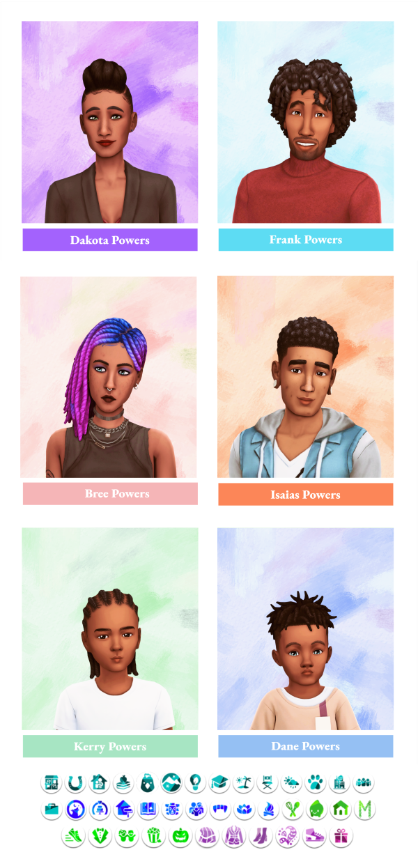 Maxis Match THE POWERS FAMILY by simsfinds - The Sims 4 Custom Content