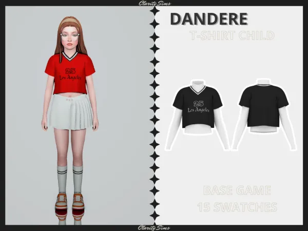 Alpha Dandere T Shirt Child by clarity-sims - The Sims 4 Custom Content