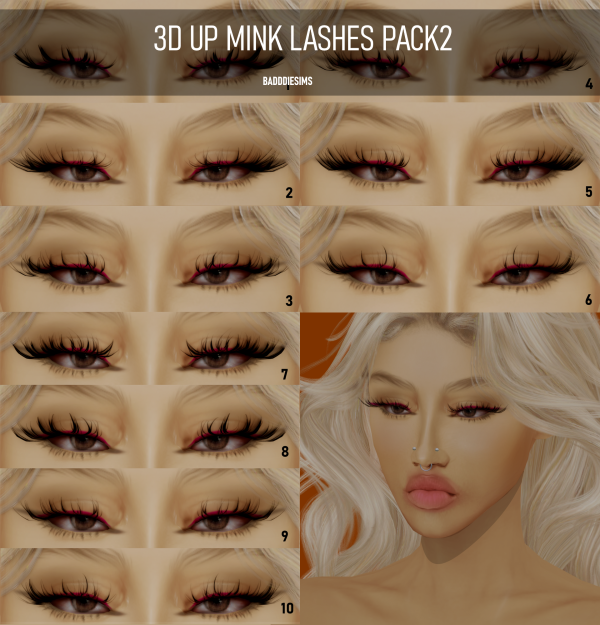 Alpha 3D UP MINK LASHES PACK2 by simsfinds - The Sims 4 Custom Content