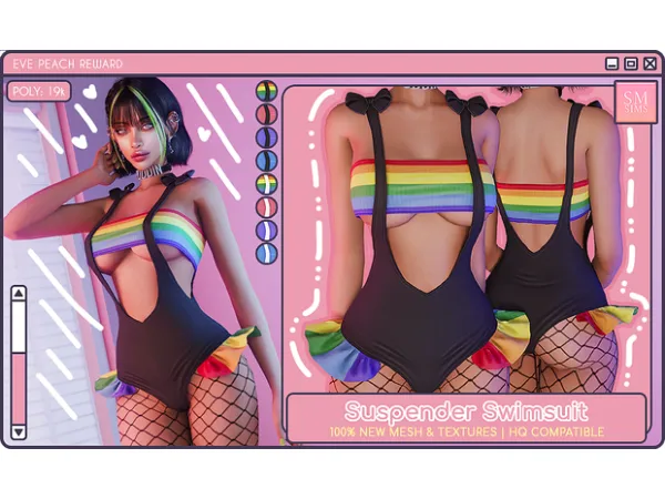 Mix PEACH Suspender Swimsuit by SMSims - The Sims 4 Custom Content