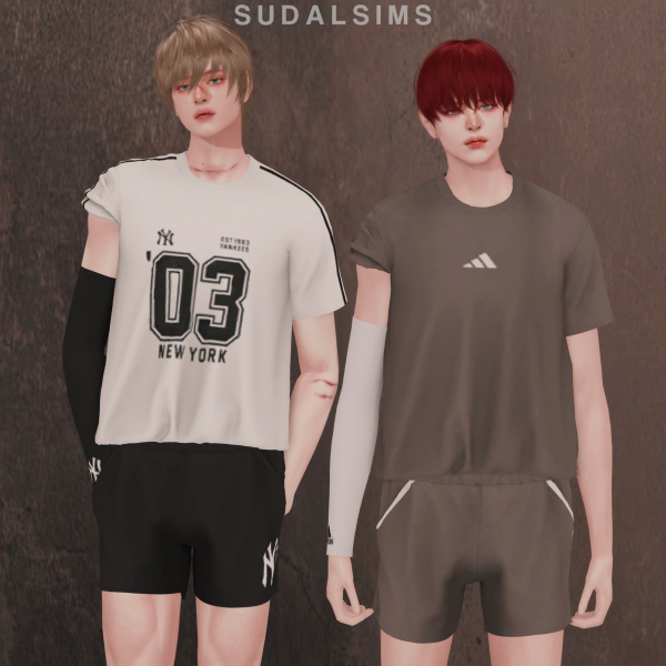 Alpha [sudal] Short sweat suit set M by simsfinds - The Sims 4 Custom Content