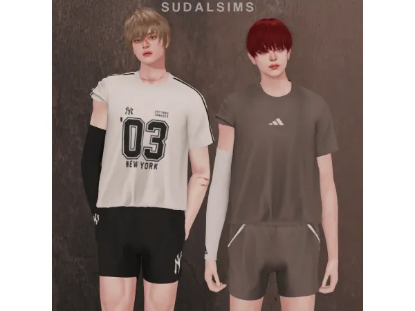 Alpha [sudal] Short sweat suit set M by sudalsims - The Sims 4 Custom Content