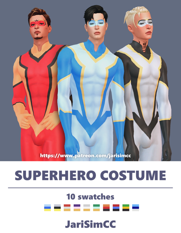 Maxis Match JariSimCC MaleBody Superhero Costume 01 by simsfinds - The Sims 4 Custom Content