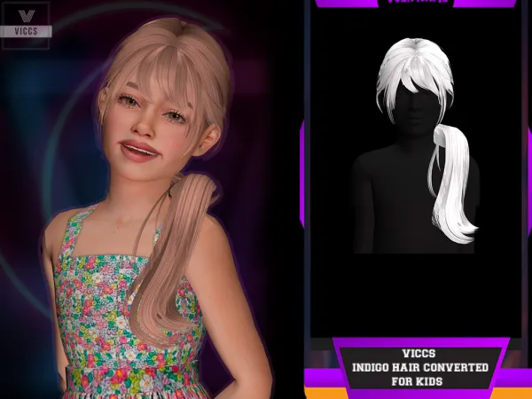 Alpha VICCS_INDIGO HAIR CONVERTED TO KIDS by viccs - The Sims 4 Custom Content