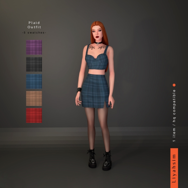 Maxis Match Plaid Outfit Gift [LiyahSim] by liyahsim - The Sims 4 Custom Content