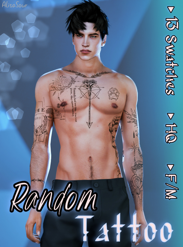 Mix Random Tattoo 7 by simsfinds - The Sims 4 Custom Content