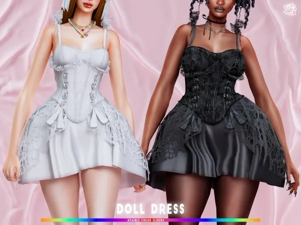 Alpha Gothic Doll Dress Brsims by bluerose-sims - The Sims 4 Custom Content
