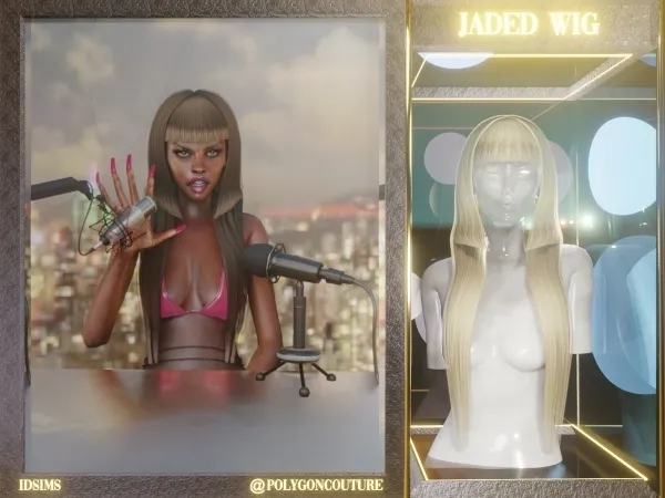 Alpha Jaded Wig by polygoncouture - The Sims 4 Custom Content