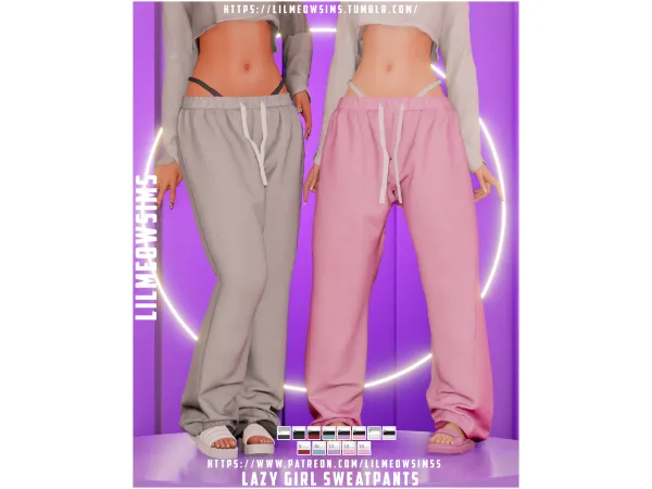 Alpha Lazy Girl Sweatpants by lilmeowsimss - The Sims 4 Custom Content