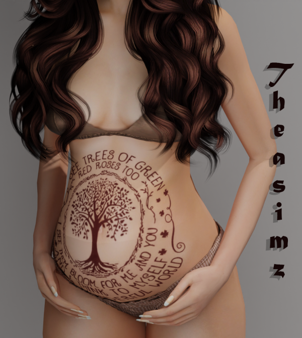 Mix Belly pregnant tatts by simsfinds - The Sims 4 Custom Content