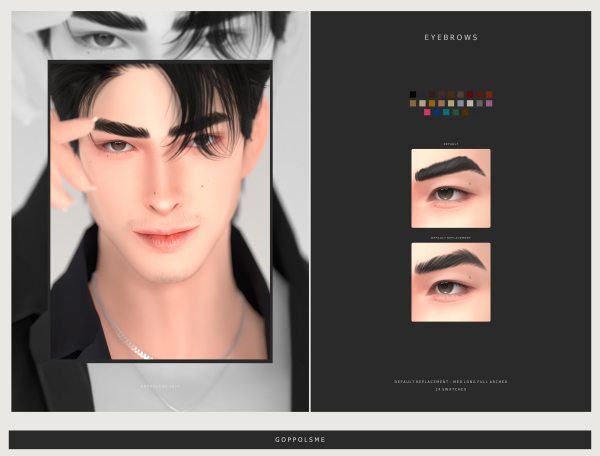 Mix GPME GOLD Eyebrows Default Replacement 06MedLongFullArched by simsfinds - The Sims 4 Custom Content