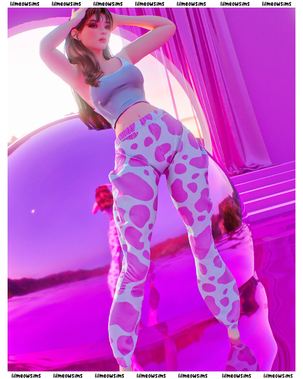 Alpha Pink Cow Sweats by simsfinds - The Sims 4 Custom Content