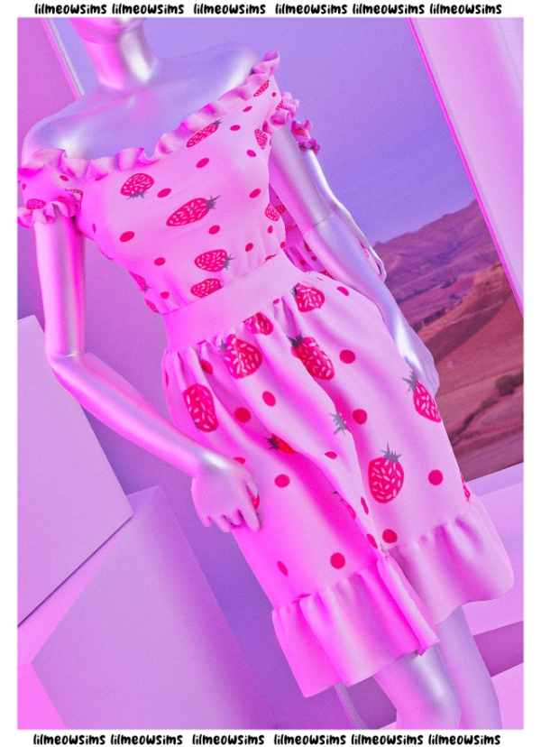 Alpha Cute Ruffle Dress by simsfinds - The Sims 4 Custom Content