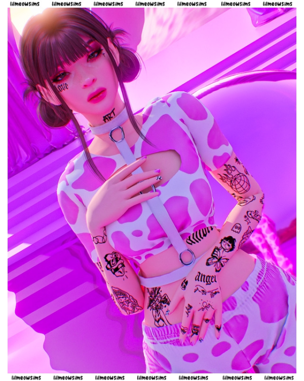 Alpha Cow Print Top Harness by simsfinds - The Sims 4 Custom Content