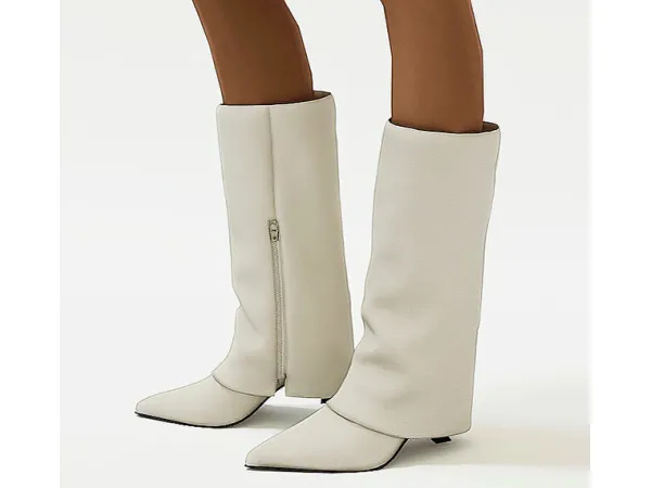 Alpha paloma wool leather slouch boots by delicious things - The Sims 4 Custom Content
