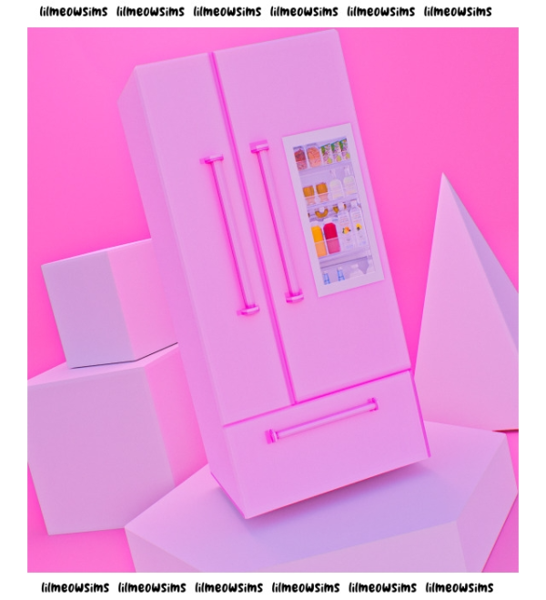 Alpha Pink Refrigerator by simsfinds - The Sims 4 Custom Content