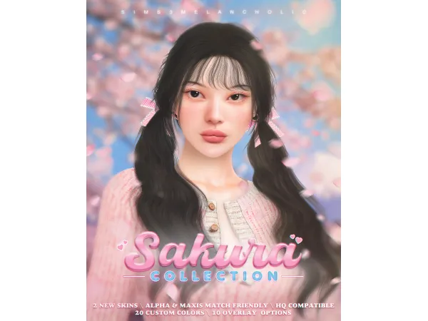 Alpha SAKURA COLLECTION 2 NEW SKINS OVERLAYS base sims by sims3melancholic - The Sims 4 Custom Content