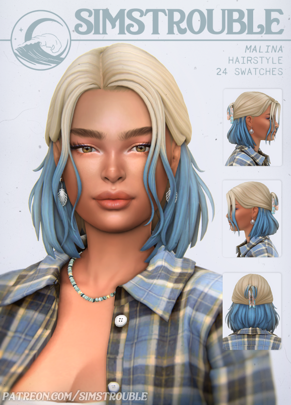 Maxis Match Malina Hairstyle (3 Versions) by simsfinds - The Sims 4 Custom Content