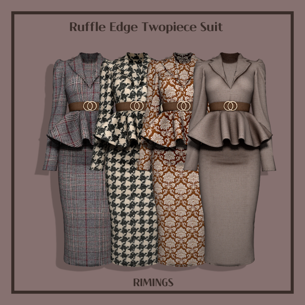 Alpha [RIMINGS] Ruffle Edge Twopiece Suit by simsfinds - The Sims 4 Custom Content