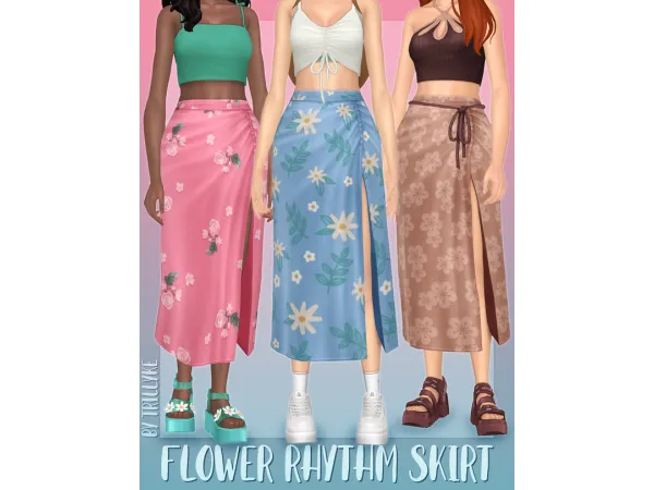 Maxis Match Flower Rhythm Skirt by trillyke - The Sims 4 Custom Content