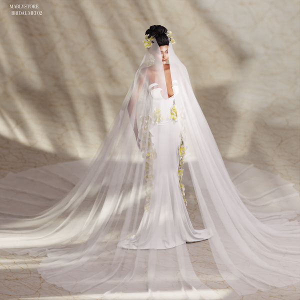 Alpha BRIDAL FLOWER MEI by simsfinds - The Sims 4 Custom Content