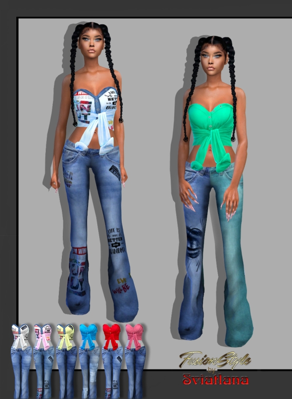 Alpha Shirt short Jeans by fusionstylesims4 - The Sims 4 Custom Content