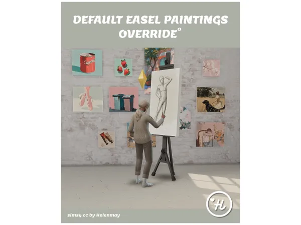 Maxis Match Default Easel Paintings override by Helenmay - The Sims 4 Custom Content