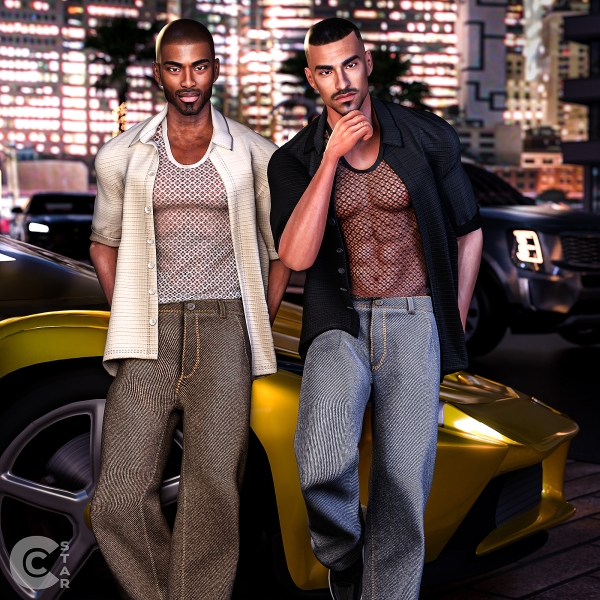 Alpha Short Sleeve Boxy Open Shirt with Tank by cool_content_star - The Sims 4 Custom Content