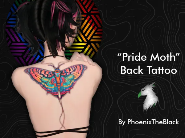 Mix Pride Moth Back Tattoo by simsfinds - The Sims 4 Custom Content