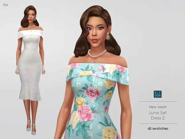 Mix Summer Midi Dress 2 - The Sims 4 Custom Content