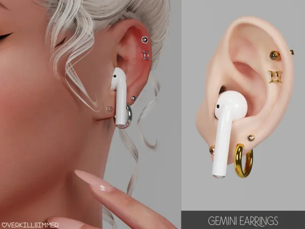 Mix Gemini earrings - The Sims 4 Custom Content