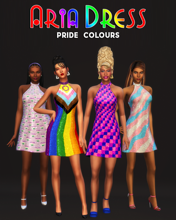 Maxis Match Aria Dress Pride Recolours by simsfinds - The Sims 4 Custom Content