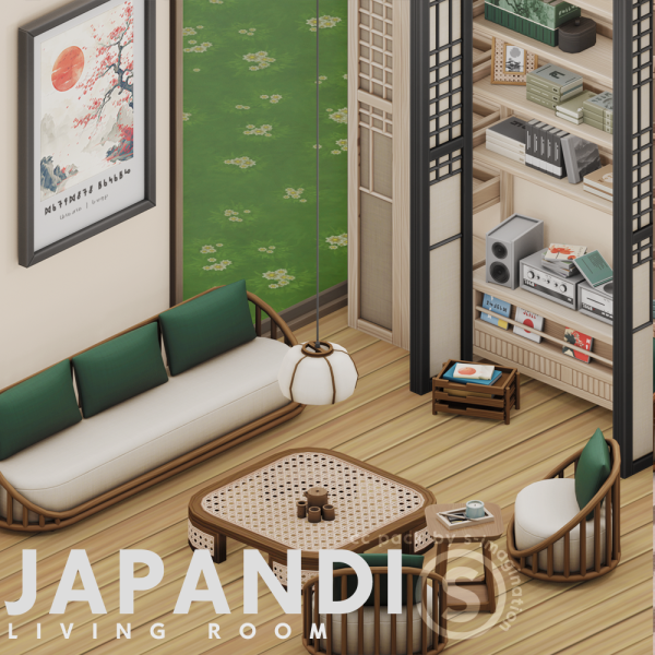 Maxis Match Japandi Living Room Pack by simsfinds - The Sims 4 Custom Content