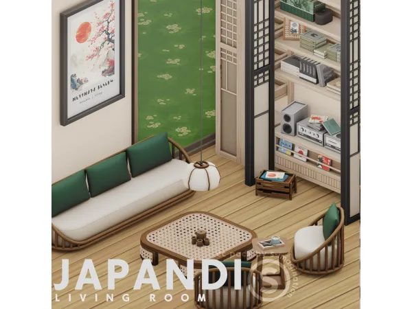 Maxis Match Japandi Living Room Pack by simagination - The Sims 4 Custom Content