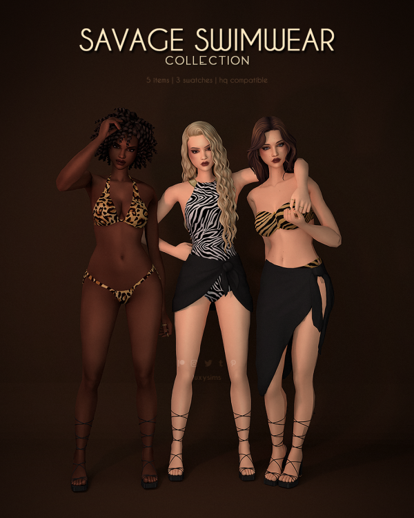 Mix Savage Swimwear Collection by luxysims - The Sims 4 Custom Content