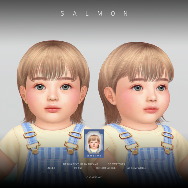 Alpha MMSIMS Hair Salmon IU by simsfinds - The Sims 4 Custom Content