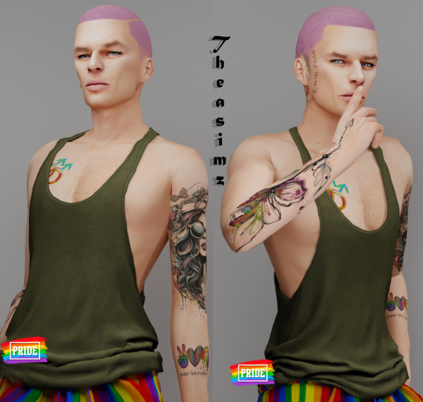 Mix Pride random tattoos by simsfinds - The Sims 4 Custom Content