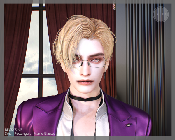 Alpha BECKYSIMS Small Rectangular Frame Glasses by simsfinds - The Sims 4 Custom Content