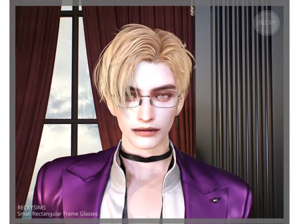 Alpha BECKYSIMS Small Rectangular Frame Glasses by daisysims - The Sims 4 Custom Content