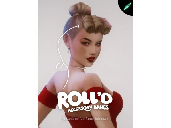 Maxis Match roll'd accessory victory roll bangs by thatonegreenleaf - The Sims 4 Custom Content