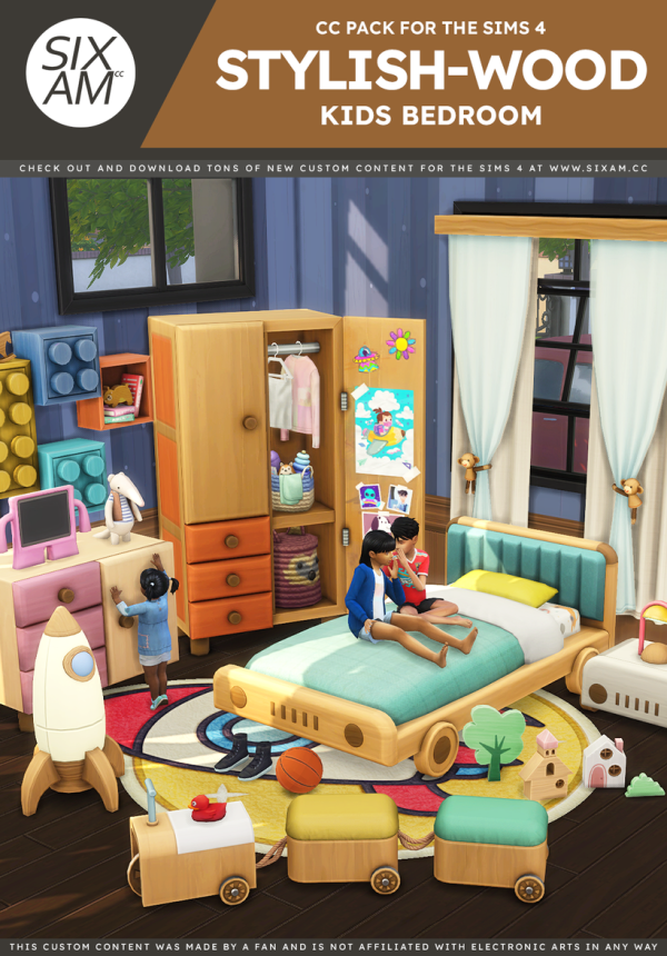 Maxis Match Stylish Wood Kids Bedroom ( Pack for ) by simsfinds - The Sims 4 Custom Content